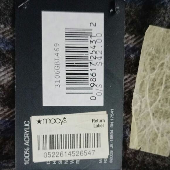 John Sanford Wool Scarf. Gray Blue Cream Mens 12" x 68" - Picture 2 of 3